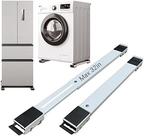 Appliance Rollers Heavy Duty,Max 32in,Second Generation Extendable Appliance Rollers Mobile Washing Machine Base Easily Move Washing Machines, Dryers, Refrigerators, Furniture (White)