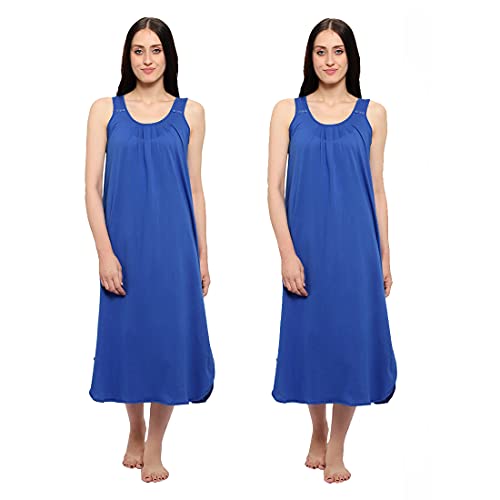 Image of BLAZON Women's Cotton Hosiery Solid Maxi Nighty Slip (Pack of 2) Available Sizes: S, M, L, XL, 2XL, 3XL, 4XL, 5XL