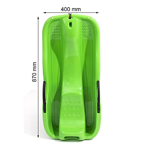 Neustanlo® Rodel Grün Bob Schlitten Schneegleiter Zugseil Lenk- Bremshebel Race Kunststoff (Grün) - 2