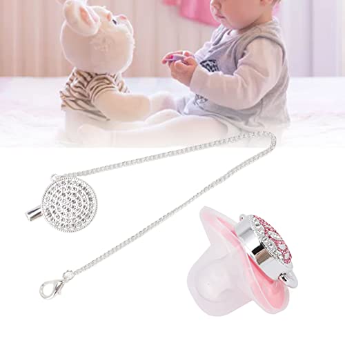 Image of Bling Silicone Pacifier, Bling Baby Pacifier Rhinestone Crown Ultra Soft Silicone Infant Dummy Pacifier (M Size)