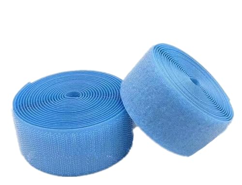 Cinta de velcro para coser, Cinta de gancho y bucle for coser, nailon no adhesivo, 38 mm x 2 yardas, entrelazado azul claro