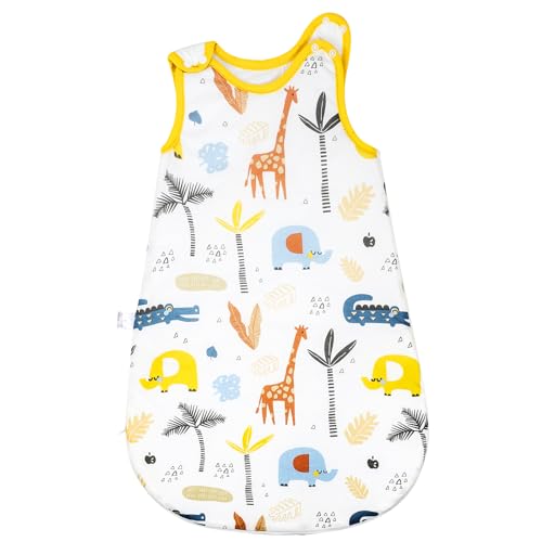 FLYISH DIRECT 2.5 Tog Sleeping Bag, Baby Swaddle Sleeping Bag 100% Cotton, Baby Grow Bag 2.5 Tog, Baby Sleeping Bag 6-12 months, 76cm, Giraffe, M