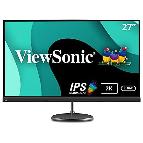ViewSonic VX2785-2K-MHDU 27 Inch 2K WQHD IPS Monitor with HDMI, DisplayPort, USB-C, Eye Care for Work and Entertainment at Home, Black Cover