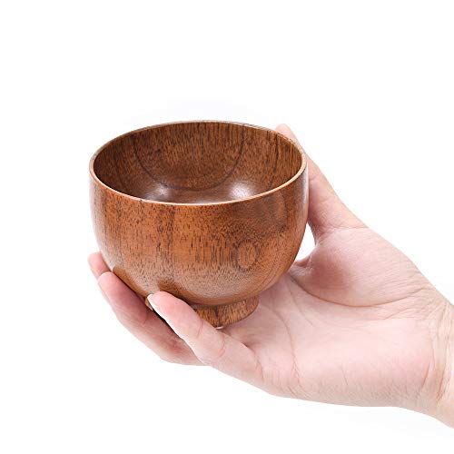 Motzu 2 Pieces Jujube Wooden Bowl, Japanese Natural Wood Rice Noddle Soup Bowl, Grain/Natural Snack Bowl Serving Dish Food Container Tableware Bowl #TOP5