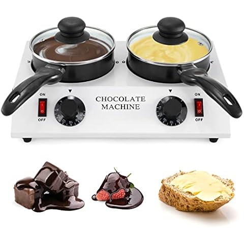 Dyna-Living Chocolate Melting Pot Dual Chocolate Tempering Machine for Melting Chocolate, 80W Chocolate Melting Machine Electric Chocolate Melter Pot for Home, Chocolate Fondue Pot for Chocolate Melt Cover