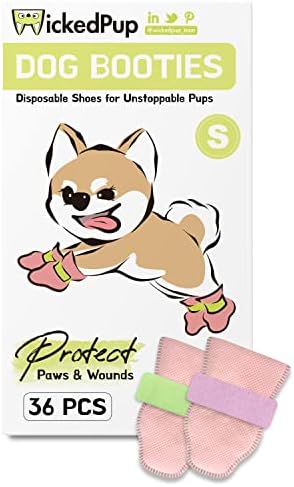 WICKEDPUP Pet Booties for Dogs & Cats, 36ct | Disposable Socks to Prevent Licking | Puppy Shoes for Paw Protection Against Heat, Hot Pavement | Wound Recovery Boots Foot Covers for Injured Paw