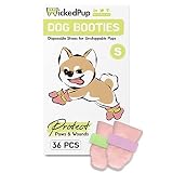 WICKEDPUP Pet Booties for Dogs & Cats, 36ct | Disposable Socks to Prevent Licking | Puppy Shoes for