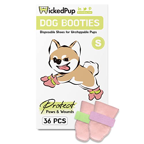 Wickedpup Pet Booties For Dogs & Cats, 36Ct | Disposable Socks To Prevent Licking | Puppy Shoes For Paw Protection Against Heat, Hot Pavement | Wound Recovery Boots Foot Covers For Injured Paw #TOP22
