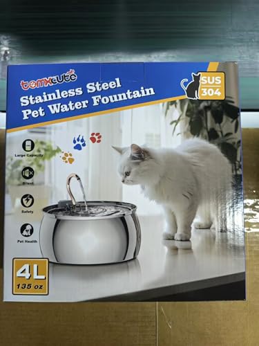 135oz/4.0L Large Capacity Cat Water Fountain - Elegant Swan Copper Spout Design Cat Fountain for Drinking - Ultra Quiet Kitty Drinking Fountain - Comes with 3 Replacement Filters