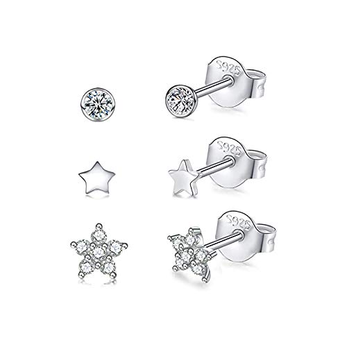 Stud boucle d'oreille zircon fini argent 925 pour éviter les allergies de piercing