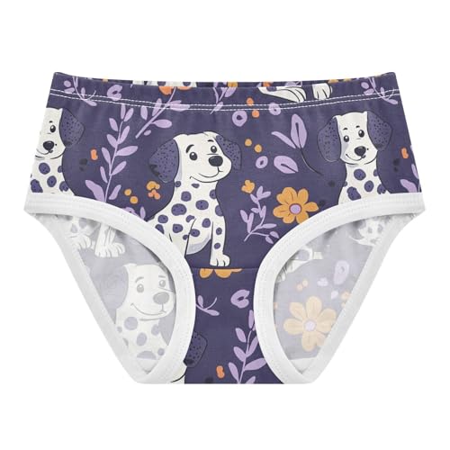 Wusikd Cute Dalmatian Dog Girls' Underwear Cotton Flowers Girls Briefs Soft Toddler Underwear 2T