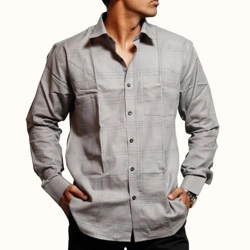 Image of RuggedNap Checked Cotton Shirt for Men | Premium Casual Plaid Shirt, Soft Breathable Everyday Wear