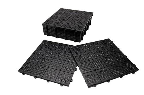 FORTENA 11x recycelte Boden Fliesen Platten! langlebige Garagenfliesen Garagenboden Terrassenfliesen Balkonfliesen 30x30 Kunststoff