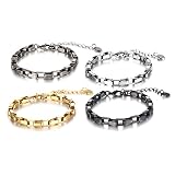 Beydodo Armbänder Edelstahl Silber 20.5CM, Herren Armband 5.9MM Gliederarmband mit Karabinerverschluss Freundschaftsarmband Silber Armband für Charms