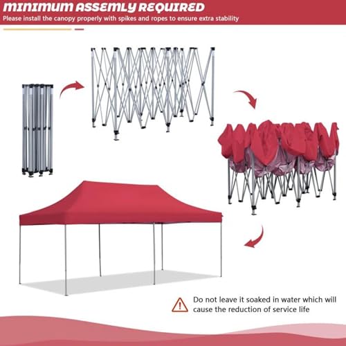 Image of THESHELTERS - 10x20 ft Outdoor Canopy Tent, Instant Foldable & Pop up Garden Gazebo Tent for Decoration, Party, Event, Wedding & Camping (Red)