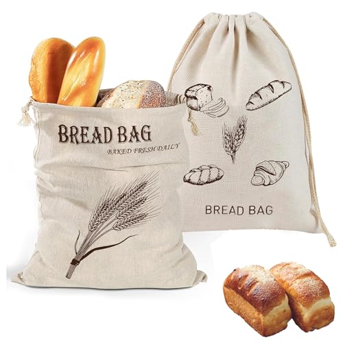 2Pcs Bread Storage, Bread,Sourdough Bread, Gluten Free Bread, Reusable Bread Storage Bags, Bread Bag For Eco Friendly Food Storage And Homemade Artisan Bread With Drawstring