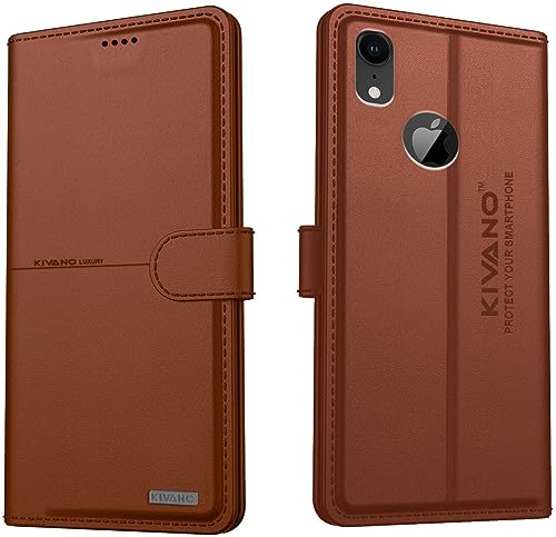 Image of KIVANO Compatible with Apple iPhone XR Flip Cover | Leather Finish | Inside Pockets & Inbuilt Stand | Shockproof Wallet Style Magnetic Closure Back Cover Case