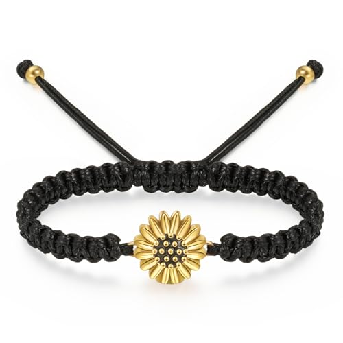 abooxiu Urn Bracelet for Ashes Sunflower Cremation Jewerlry Ashes Bracelet Memorial Cremation Bracelets Urn Jewelry for Ashes of Loved Ones Adjustable Braided Rope for Women