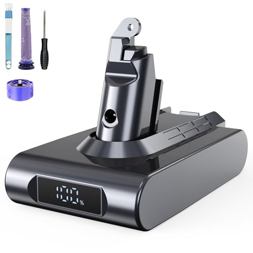 6000mAh Batterie pour Dyson V6 DC62 DC59 DC61 DC58 DC72 DC74 Aspirateur à Main Remplacement Batterie pour Dyson SV03 SV09 SV05 SV06 SV07, avec 2 Filtres et 1...