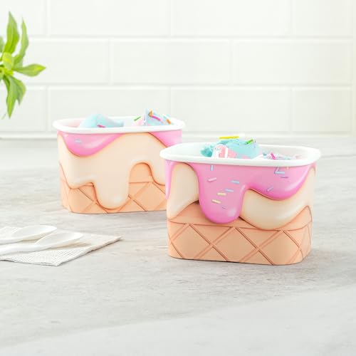 Image of Restaurantware Paper Cups 200 Count 12 Ounce Square Disposable Ice Cream Containers, Leak-Resistant Paper Dessert To Go Cups, Hot And Cold Food, Durable Vanilla Strawberry Swirl, Lids Sold Separately