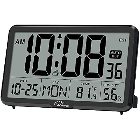 WallarGe Auto Set Digital Wall Clock with Temperature and Humidity Cover
