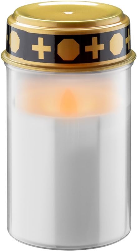 Lampe funéraire LED goobay avec pile, pour l'extérieur, bougies de cimetière, lumières funéraires, lumière éternelle, lampe funéraire, blanc,...