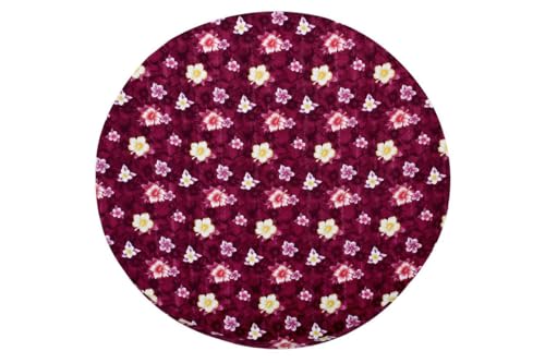 Image of The Furnishing Tree Round Elastic Fitted Center Tpoy Table Cover WxL 28x28 Inches Floral Pattern Red
