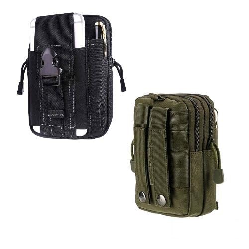 Image of Kraptick Multi-Purpose Water Resistant Waist Bag with Dual Compartment, Waist Bag Mobile Phone Holder, Waist Pack for Men, Women Camping Hiking Pouch (Army Green & Black Grey) (Combo of 2)