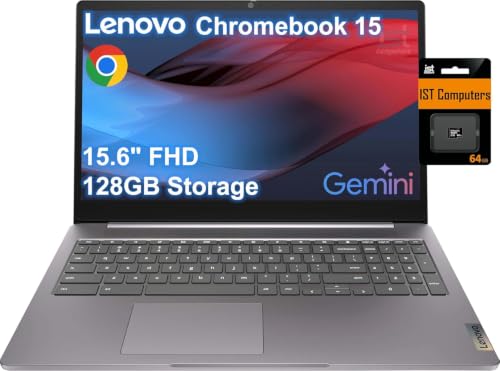 Image of Lenovo IdeaPad 3i Slim Chromebook (15.6 inch FHD, 4GB RAM, 64GB eMMC + 64GB SD Card, Intel Celeron N4500) for Home, Students & Everyday Use, Anti-Glare, 10-Hr Long Battery Life, Chrome OS (Renewed)