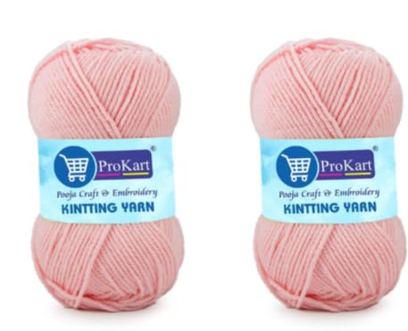 Image of ProKart Premium 4 Ply Woolen Knitting Yarn, Baby Pink (100g x 2 Pack). Soft Yarn for Knitting, Crochet and Crafts. Ideal for Sweaters, Scarves, Hats, Baby wear, Purses and DIY Projects.