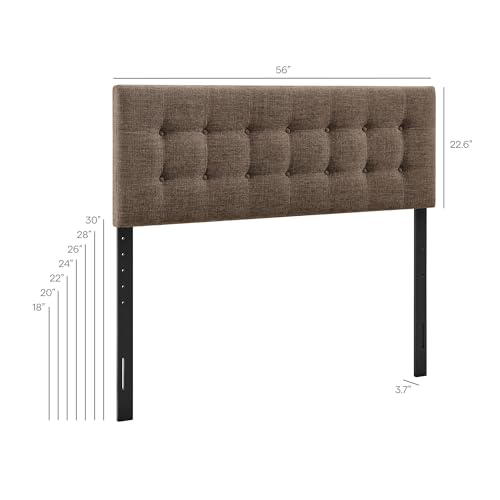 Modway Emily Full Size Performance Fabric Headboard in Mocha - Linen-Like Upholstery with Button Tufting and 7 Adjustable Height Positions by Modway - Image 4