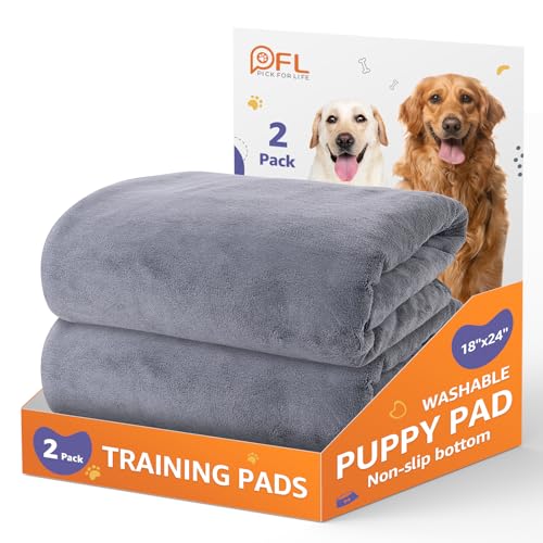Image of Washable Dog Pee Pads 24x36 2Pack Reusable, Absorb Dog Mats Non-Slip for Puppy Training, Whelping, Potty, Playpen, Crate