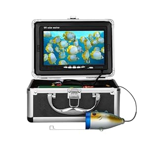 Camera sous Marine Peche, Moniteur 7 Pouces Appareil Photo Fish Finder 1000TVL Caméra étanche Câble 15m pour Pêche sur Glace, en lac et en Bateau (30M with DVR)