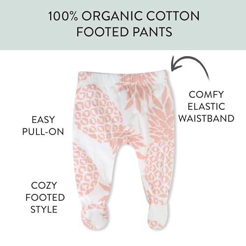 Image of HonestBaby Baby 3-Pack Footed Pants Roomy Fit Pull on Bottoms 100% Organic Cotton for Infant Baby Boys, Girls, Unisex