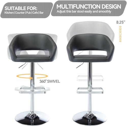 Image of PU Leather Adjustable Swivel Counter Height Bar Stool, Grey