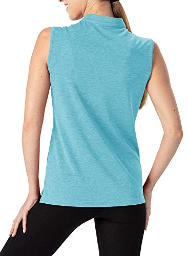 Tbmpoy Women's Upf 50+ Golf Polo Shirts Sleeveless Zip Up Athletic Tank Tops Quick Dry Light Blue S #TOP2
