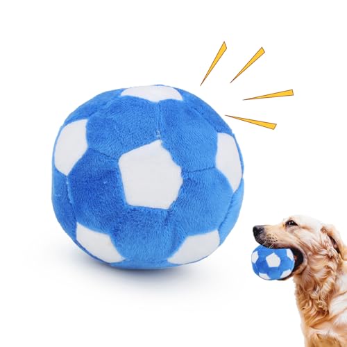 TONYFY Hundespielzeug - Plüschtier Quietschspielzeug für Welpen und kleine Hunde, Interaktives Training und Zahnen - Haustier Ball Fußball