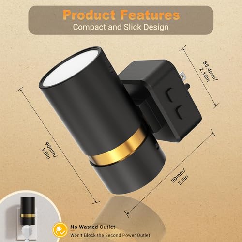 Image of JandCase Night Lights Plug into Wall,2 Pack Amber /3000k /5000K Color Change Night Light with Dusk to Dawn, 3CCT & 10 /25 /50 /75 /100LM Dimmable Plug in LED Nightlight for Bedroom, Hallway, Stairs