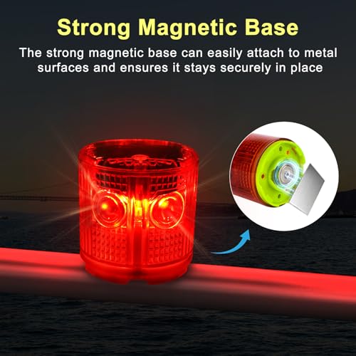 Aolyty Solar Strobe Warning Light Strong Magnetic Base Flashing Super Bright 360 Degree Automatically Turn On Waterproof for Construction Traffic Factory (Red) - Thumbnail 2