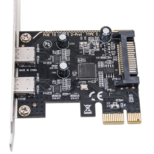 PCIe USB 3.2 GEN1 Card to 2 Port Type C ASM1042 Chip Expansion Card 5Gbps USB C PCIe Card PC Internal Adapter