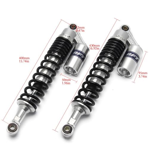 Image of 400mm 15.75 inch 8mm Spring Universal Motorcycle Air Shock Absorber Rear Suspension ATV Quad Scooter Dirt Bike For 50cc 75cc 90cc 125cc 150cc 250cc 300cc Black Silver