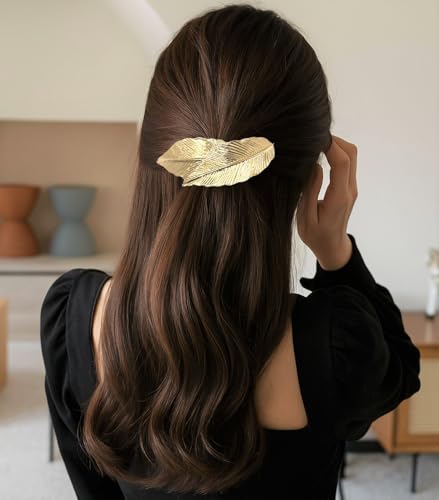 Image of Pack of 6 pcs Gold-Tone Hair Clips set , Decorative Butterfly and Leaf Design,Metal Hair Clip /Back pin for Wedding /Trending Hair Accessories for girls & Women,Golden Metal Hairclips for Girls Barrette Hair Clips Back Clip Hair Accessories for Women