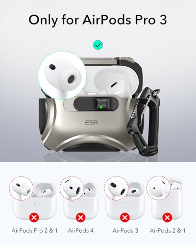 Miniatura 2 de Esr Funda De Airpods Pro 3 2025 , Compatible Con Airpods Pro De 3. Generación Cable Usb-C , Magsafe Fácil, Cierre Anticaídas, Apertura Fácil, Serie Cyber, Metálico