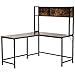 HOMCOM Computertisch, L-förmiger Eckschreibtisch, Schreibtisch, Bürotisch, Gamingtisch, PC-Tisch, Spanplatte+Metall, Natur+Schwarz, 140 x 125 x 149 cm