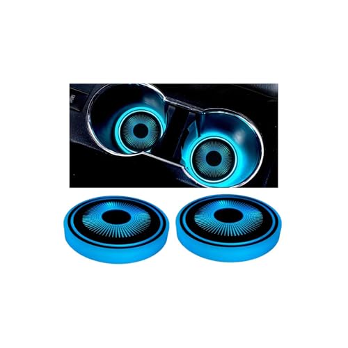 Mandark LED Car Cup Holder Lights, 2PCS Waterproof 7 Colors Changing Vehicle USB Charging Coaster Pad, Auto Interior Atmosphere Lamp Cup Mat Accessories, Universal for SUV Sedan Truck