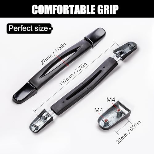 2Pcs Luggage Handle Replacement 9.06" x 0.98" Black Plastic Pull Suitcase Handle Replacement 230mm x 25mm for Luggage Suitcase Case (RB-015A)2