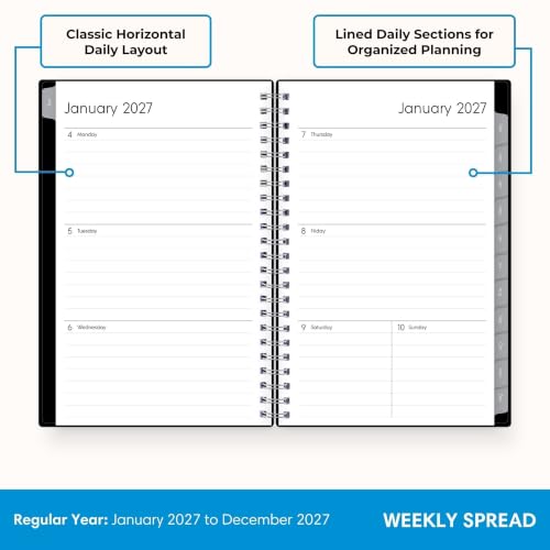 Image of Blue Sky 2027 Weekly and Monthly Planner Calendar, Includes January 2027 - December 2027, 5 inch x 8 inch, Flexible Cover, Wirebound, Laminated Tabs, Enterprise (Pack of 3)