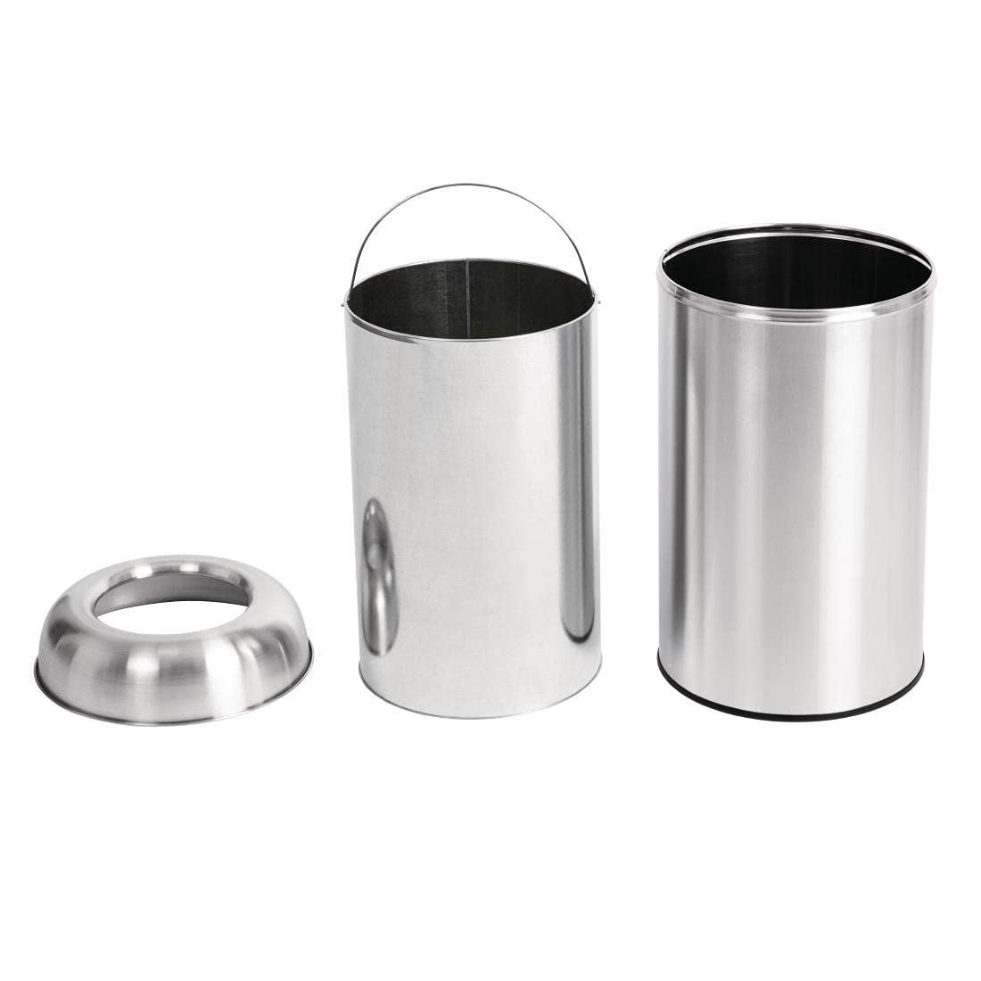 Bolero Cubo de basura con tapa abierta, 40 l, acero inoxidable