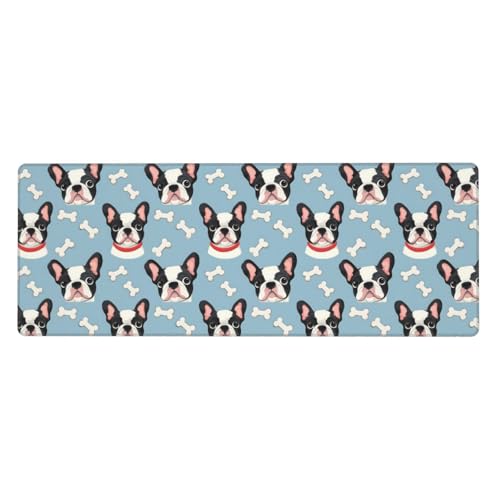Tapis de souris de jeu bouledogue français grand format tapis de bureau à bords cousus antidérapant