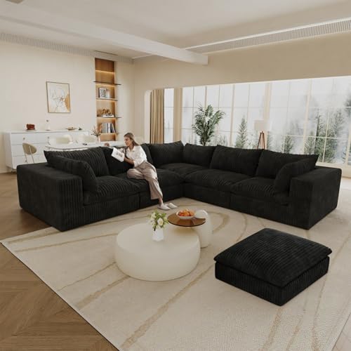 Plush Feather-Filled Modular Sofa with Soft Fabric Upholstery and High-Density